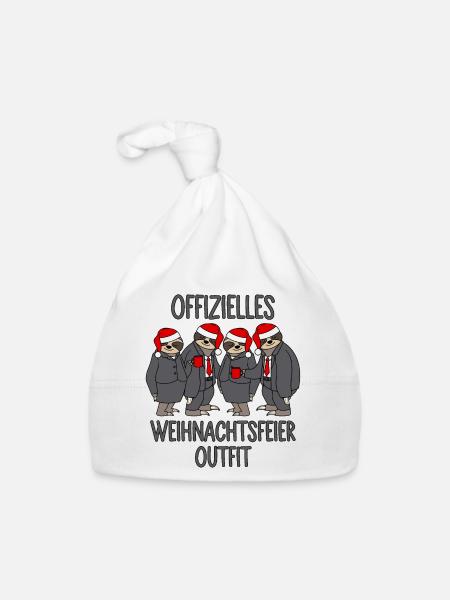 Faultiere Offizielles Weihnachtsfeier 2025 Outfit - Baby Bio-Mütze - Weiß - Vorne