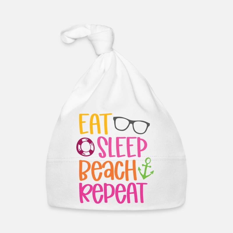 Eat Sleep Beach Repeat Baby Bio-Mütze
