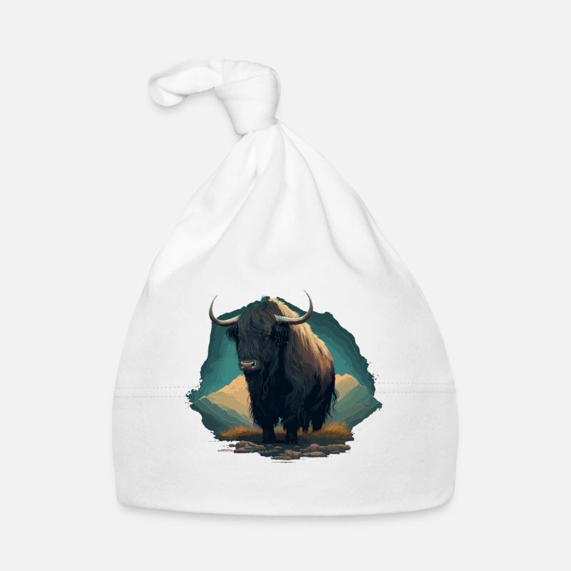 Yak Lover Illustration Organic Baby Cap