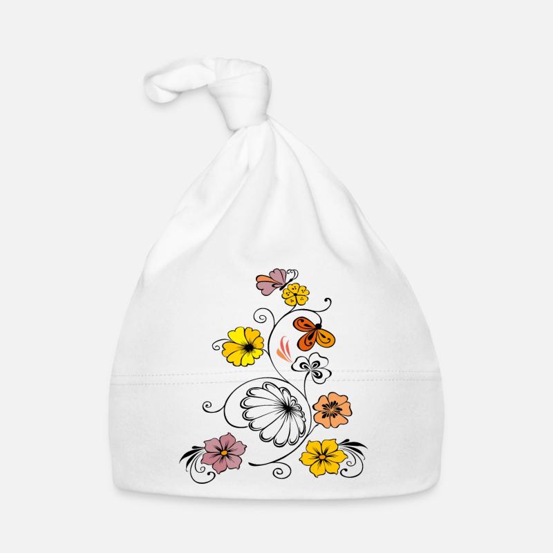 Fleur vigne avec papillon Bonnet bio Bébé