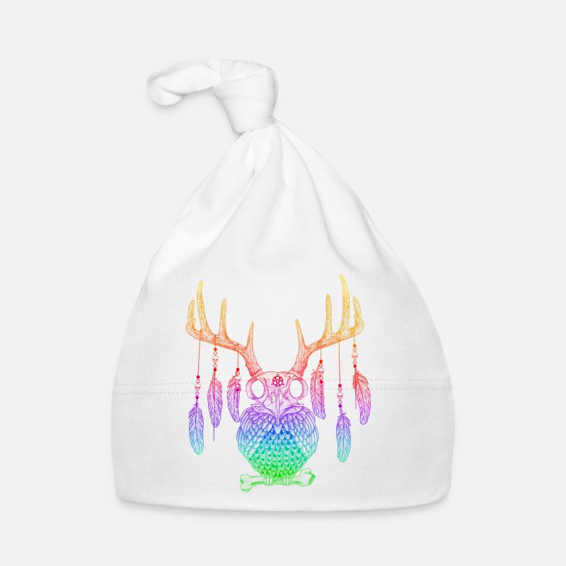 Boho Deer Owl Rainbow Couleurs - Bonnet bio Bébé - blanc