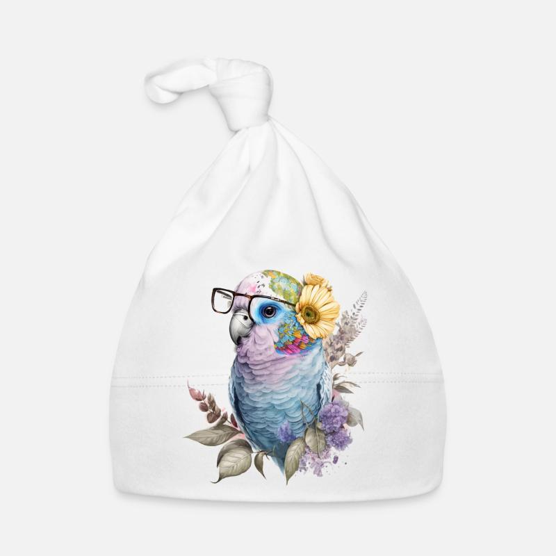Budgerigar - Organic Baby Cap - white