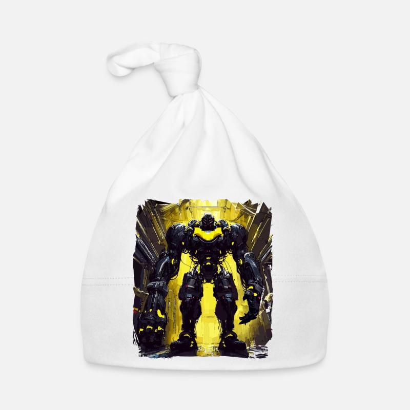 Futuristic Cyberpunk Mech Warrior Sci Fi Robot - Organic Baby Cap - white