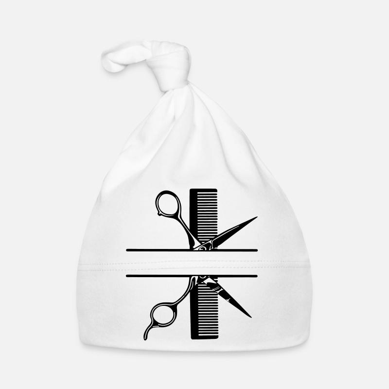 Scissors with comb text banner Organic Baby Cap