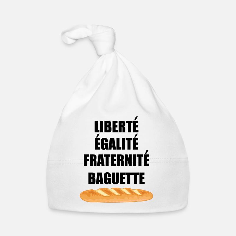 Liberté Egalité Fraternité Baguette - Bonnet bio Bébé - blanc