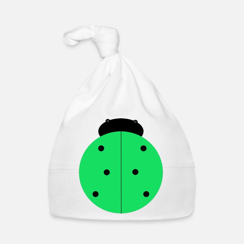 Green Ladybug with Black Spots Organic Baby Cap