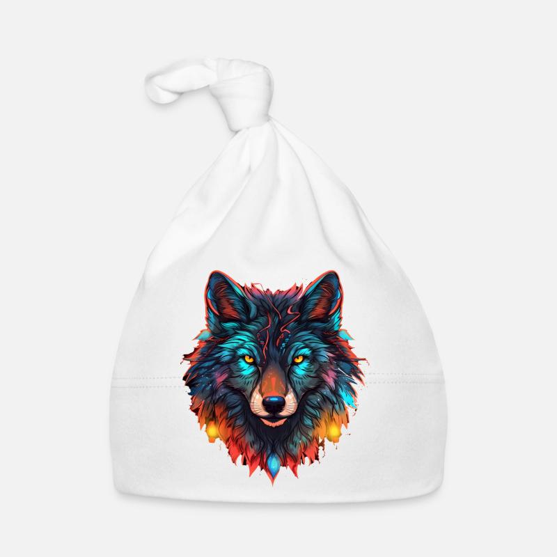 Wolf mit Weihnachtslichtern, Liebe Wölfe Baby Bio-Mütze