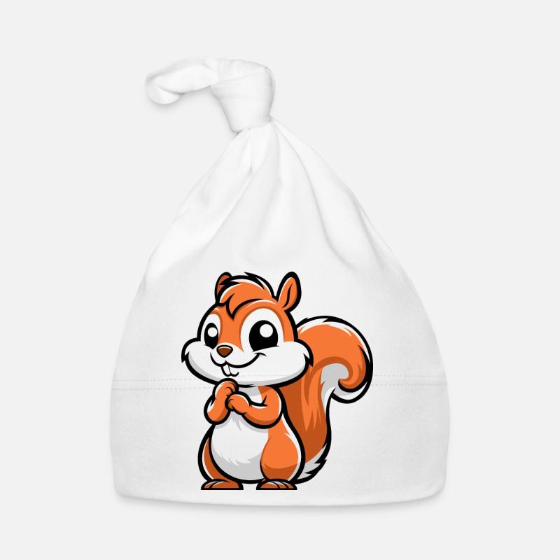 Freches kleines Eichhörnchen - Baby Bio-Mütze - Weiß