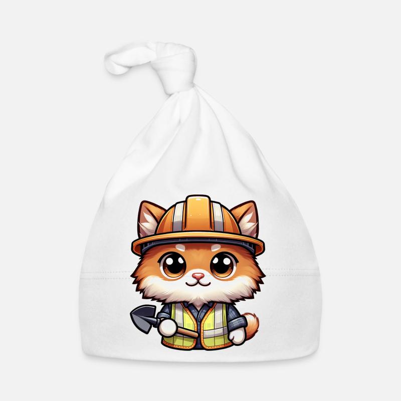 Mignon chat ouvrier de la construction Bonnet bio Bébé