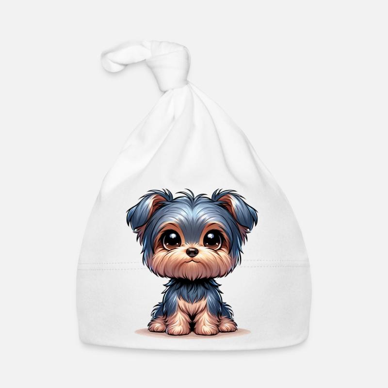 Illustration numérique d’un mignon Yorkshire Terrier Bonnet bio Bébé
