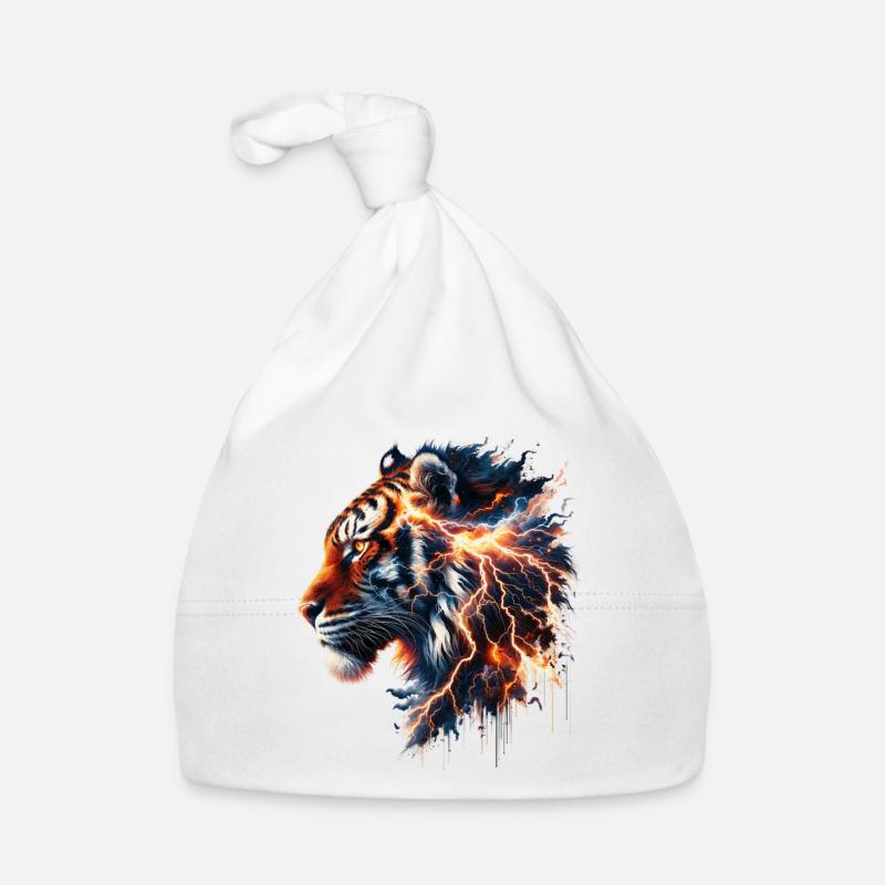 Thunder Tiger Tee - Organic Baby Cap - white
