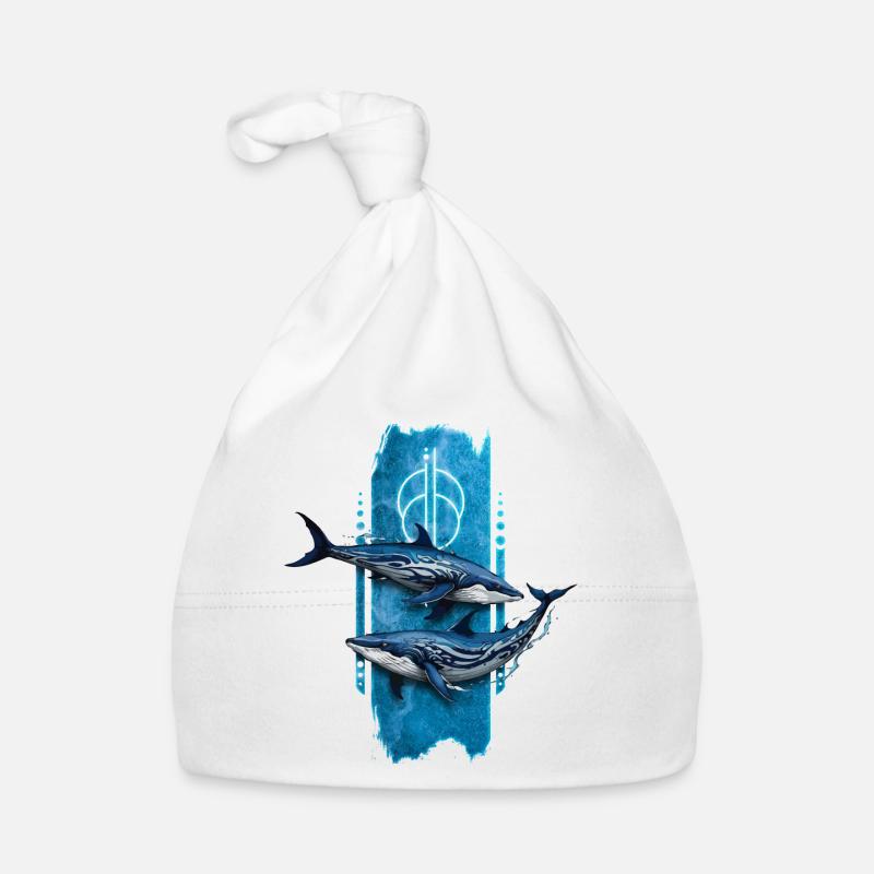 Graceful Giants : deux baleines nageant ensemble Bonnet bio Bébé