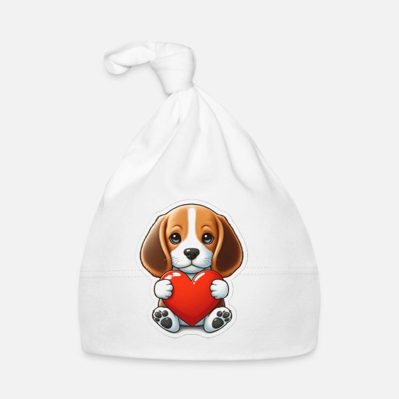 Beaglewelpe mit Herz Baby Bio-Mütze