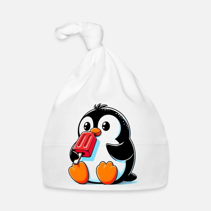 Pinguin isst ein Eis am Stiel Baby Bio-Mütze