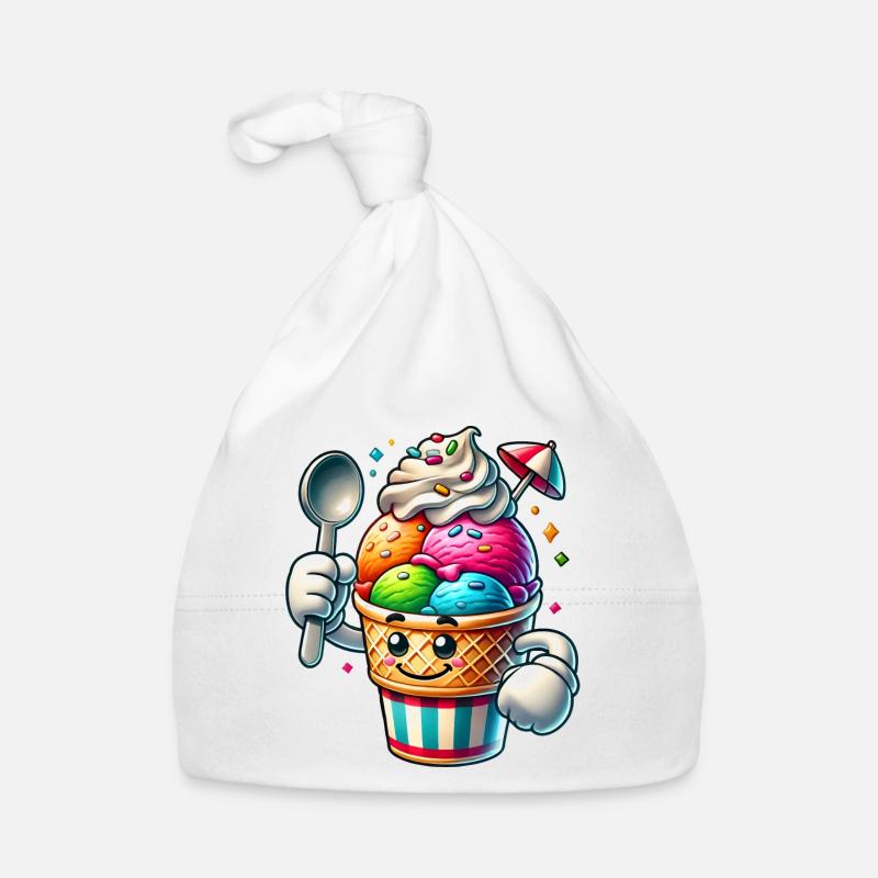 motif de glace de dessin animé joyeux pour les plaisirs de l’été Bonnet bio Bébé
