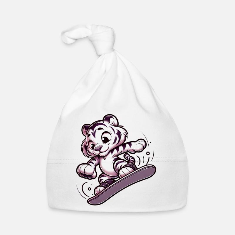 Tigre snowboarder mignon Bonnet bio Bébé