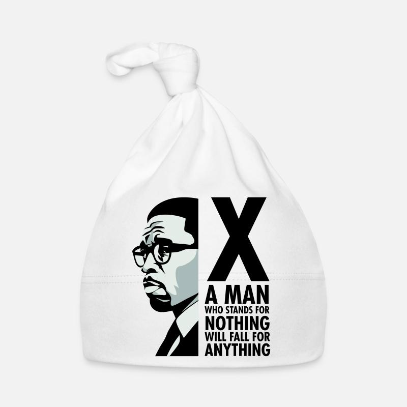 Malcolm X - A man who stands for nothing will fall - Organic Baby Cap - white