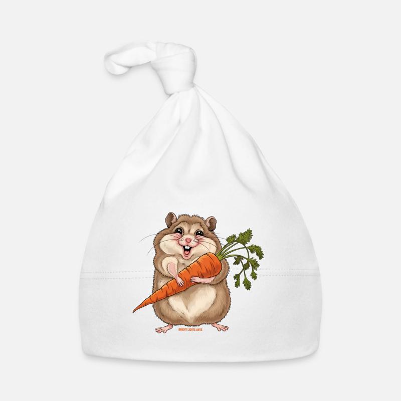 Fröhlicher Hamster mit Möhre Baby Bio-Mütze