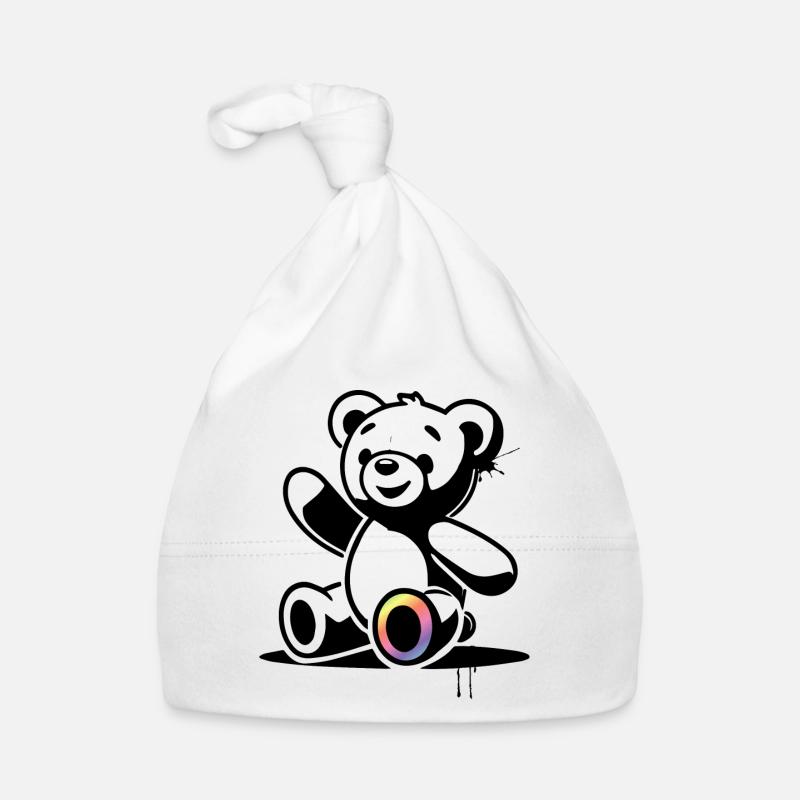 Stencil Teddy mit Regenbogenakzent Baby Bio-Mütze