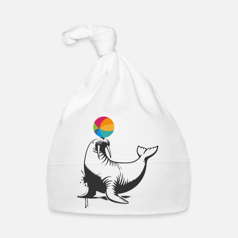 Morse avec boule colorée dans le style pochoir Bonnet bio Bébé