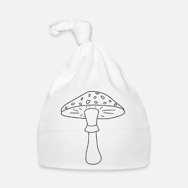 Toadstool black and white - Organic Baby Cap - white