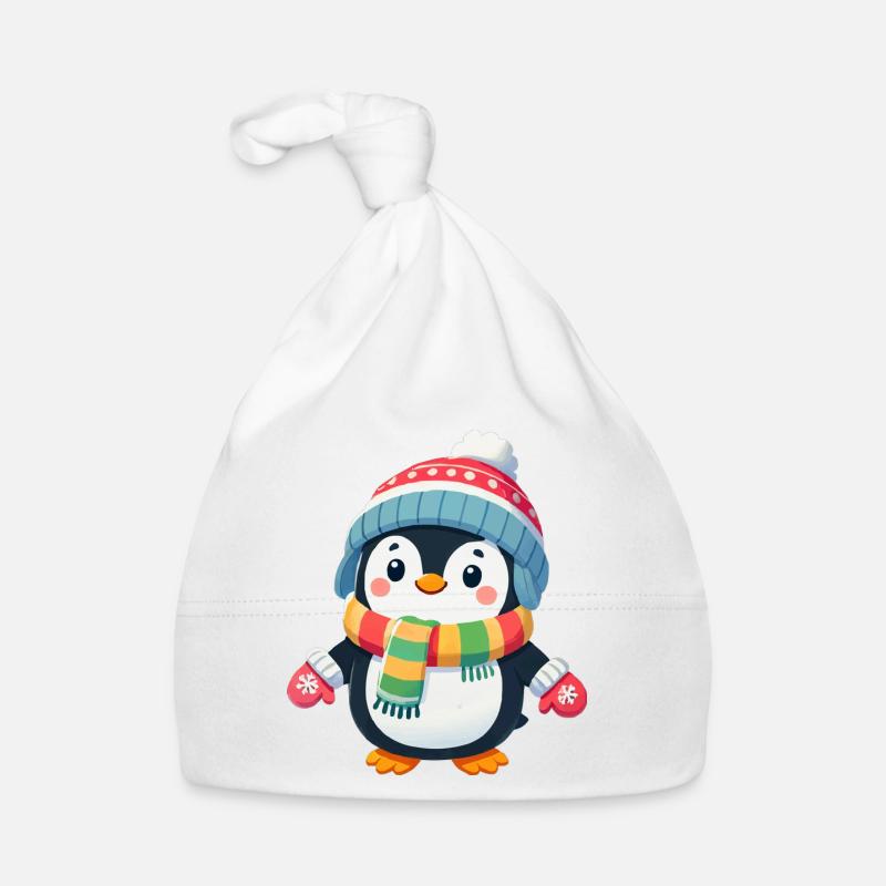 Bande dessinée Pingouin - Bonnet bio Bébé - blanc