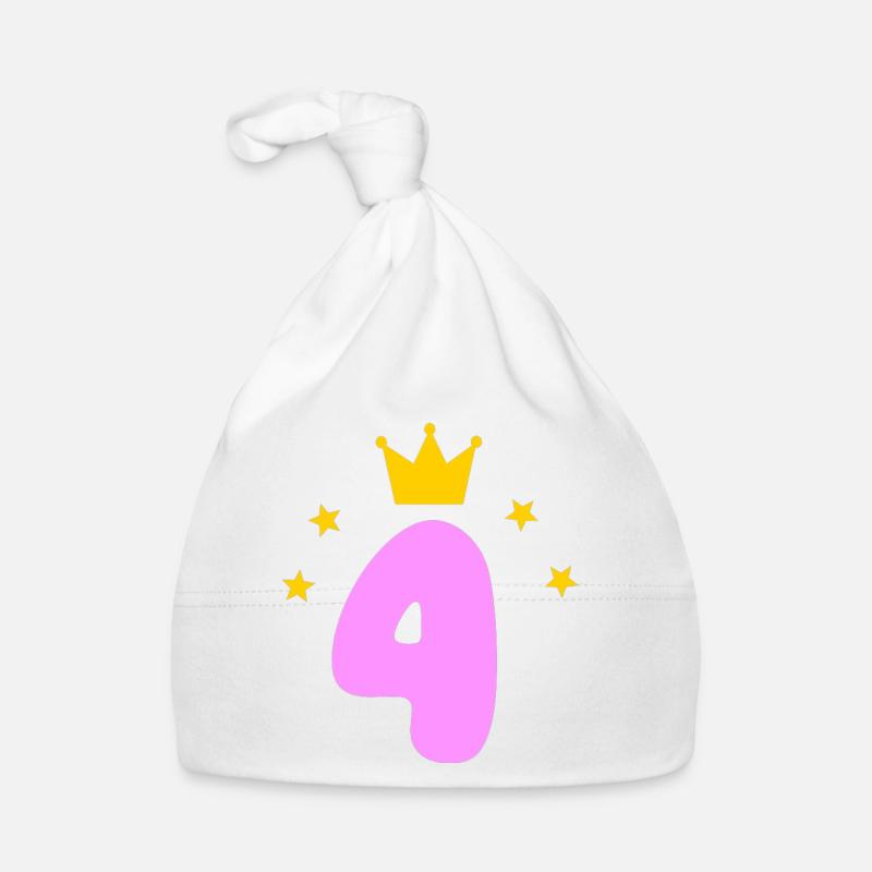 Mädchen 4.Geburtstag - Baby Bio-Mütze - Weiß
