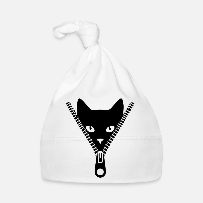 Petit chat caché dans une fermeture éclair Bonnet bio Bébé