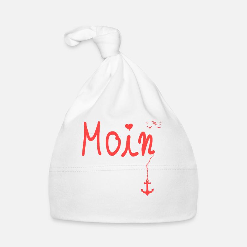 Moin Salutation Moin avec mouette en rouge Bonnet bio Bébé