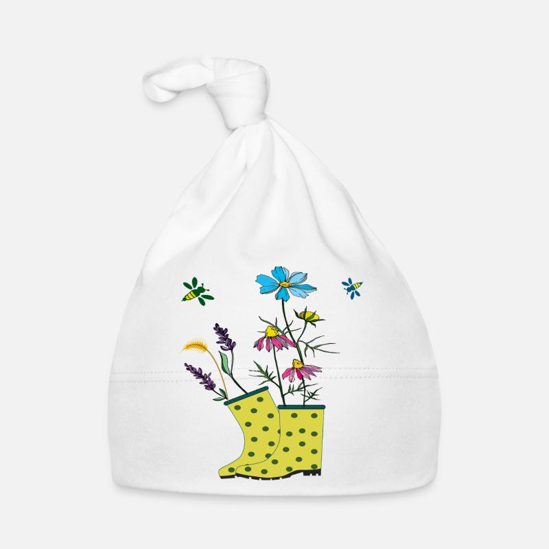 Garten Stiefel mit Blumen und Kräuter Baby Bio-Mütze