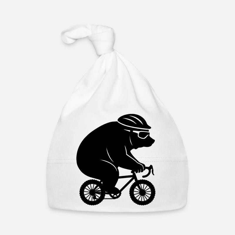 Ours géant sur un minuscule vélo de gravier Bonnet bio Bébé