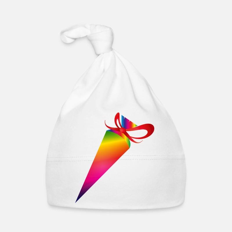 Cône d’école coloré avec ruban rouge Bonnet bio Bébé