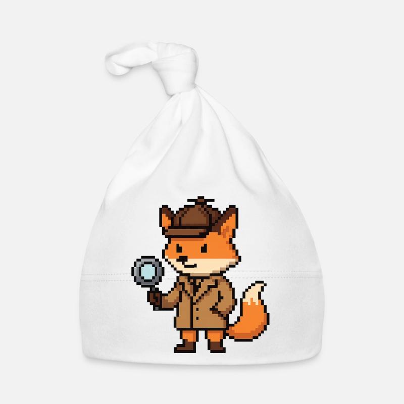 Pixel Detective Fox Design Organic Baby Cap