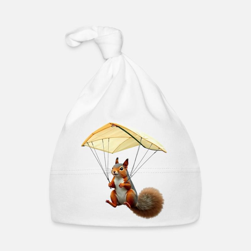 Fliegendes Eichhörnchen - Baby Bio-Mütze - Weiß