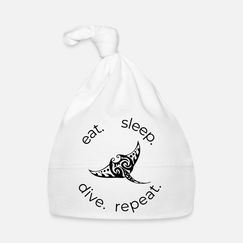 Eat Sleep Dive Repeat – Tribal Manta Rochen Baby Bio-Mütze