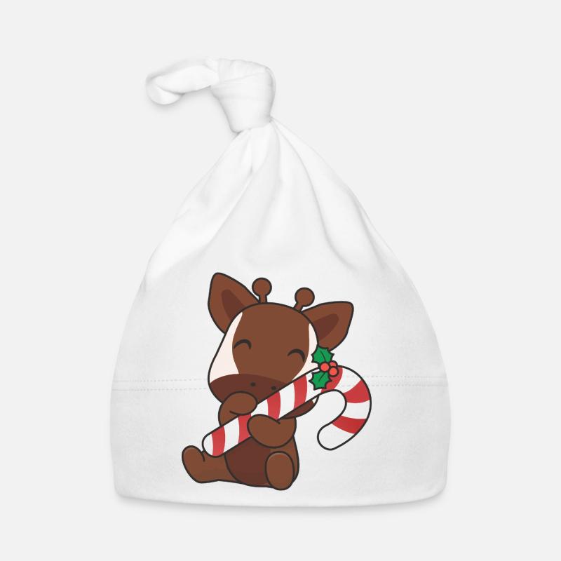 Mignon okapi de Noël avec canne à sucre Bonnet bio Bébé