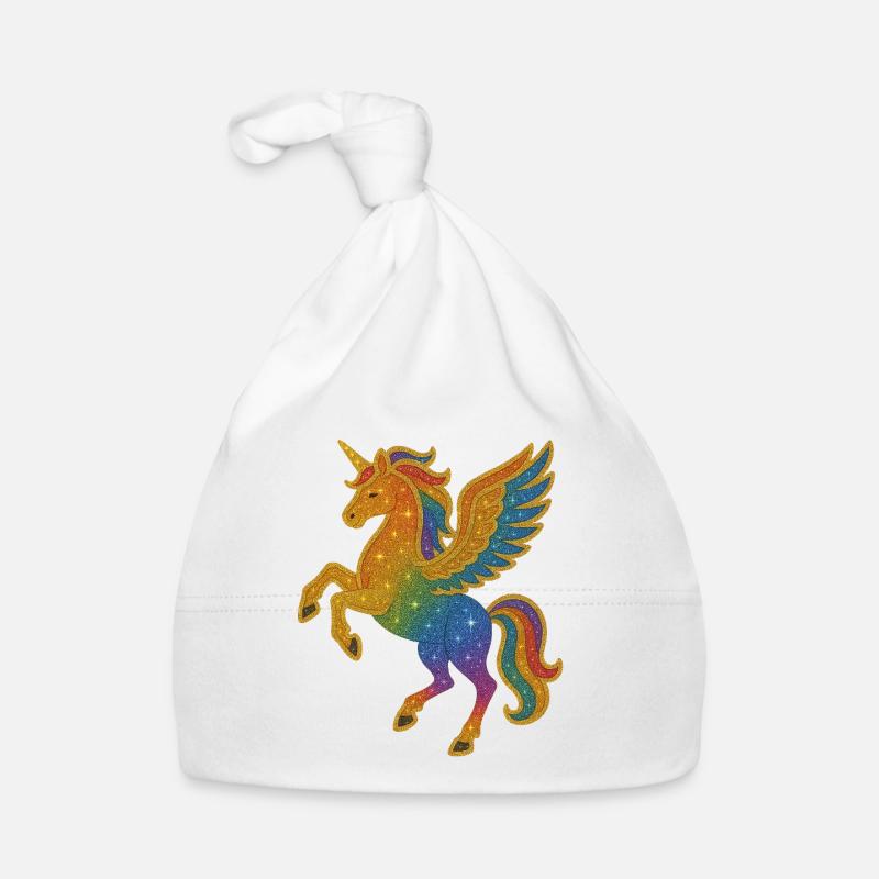 Glittering Rainbow Pegasus Illustration Organic Baby Cap