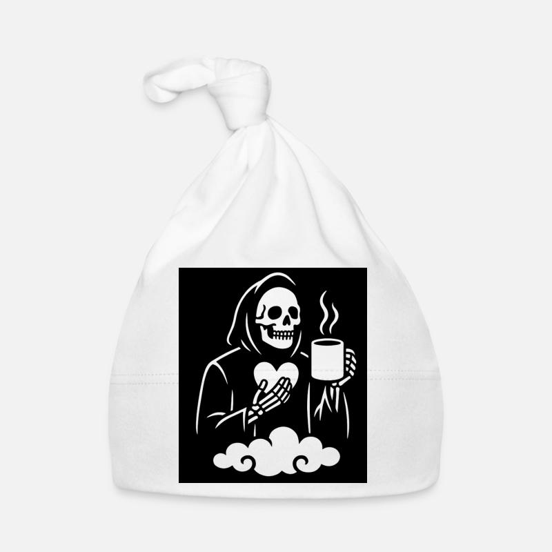 Grim Reaper Coffee Mug Design - Organic Baby Cap - white