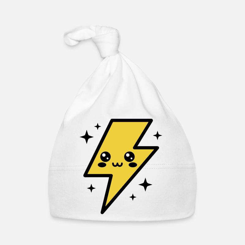 Kawaii lightning bolt with expressive face Organic Baby Cap
