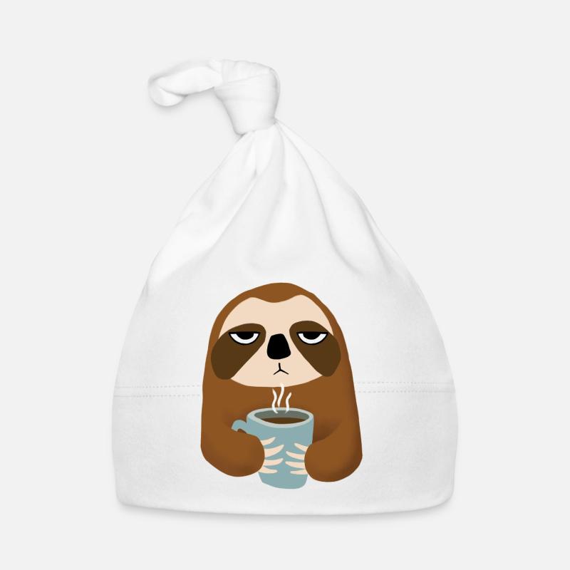 Faultier mit Kaffeebecher Baby Bio-Mütze