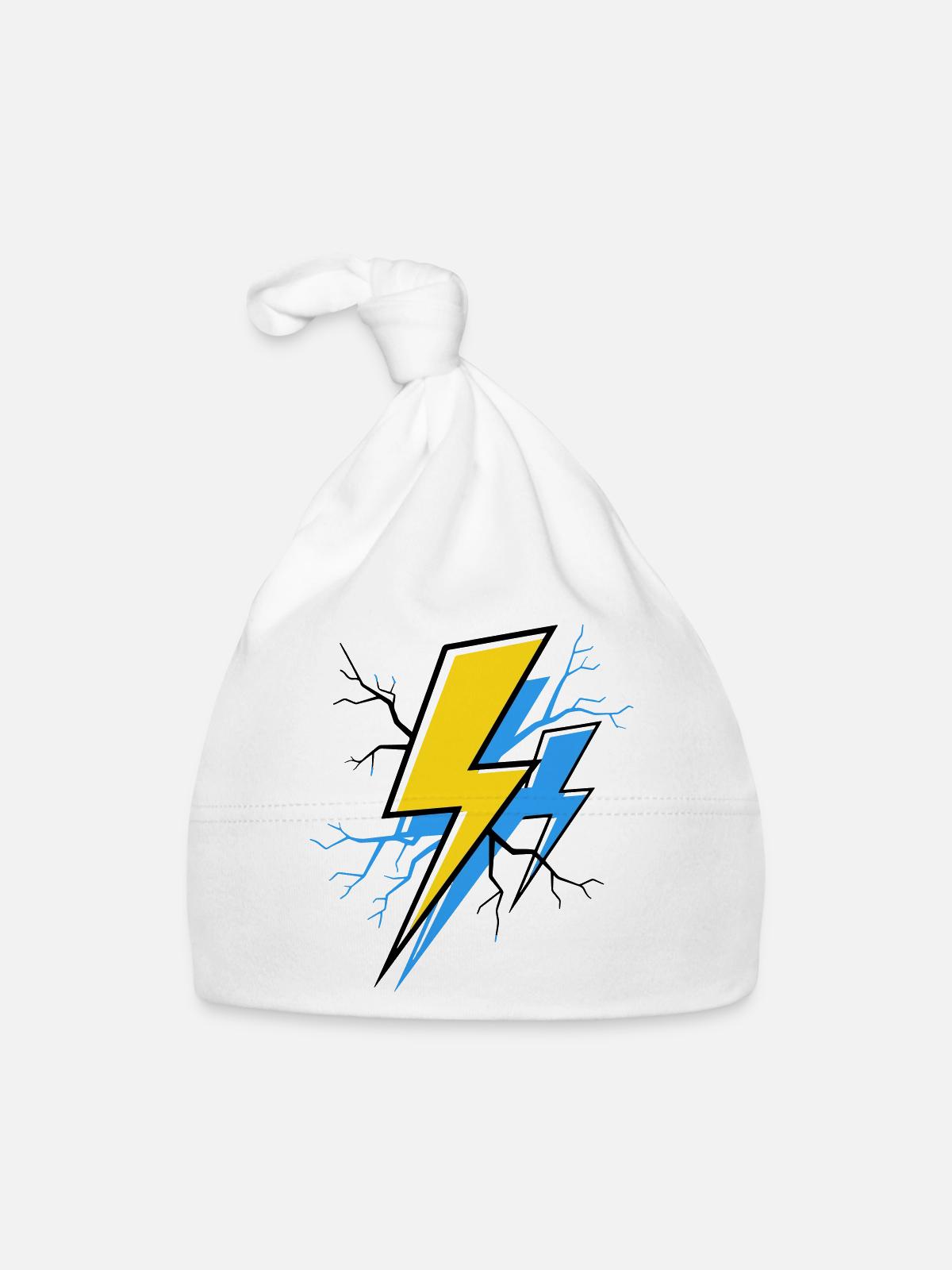 Rayon Bleu Jaune - Bonnet bio Bébé - blanc - Devant