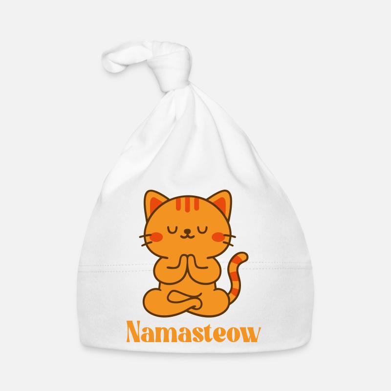 Namasteow - Zen Cat Vibes - Bonnet bio Bébé - blanc