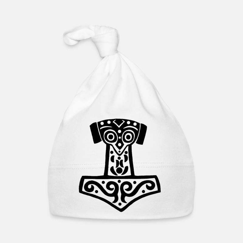 Thor's Hammer (Black) Organic Baby Cap