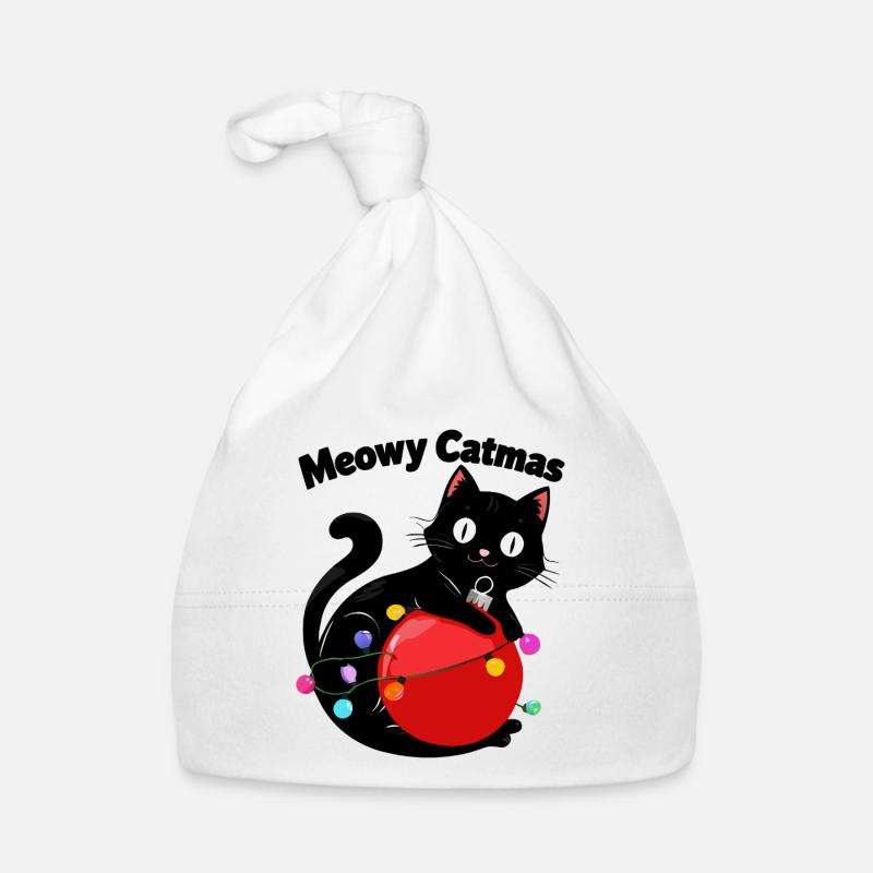 Meowy Catmas - Katze mit Weihnachtskugel Baby Bio-Mütze