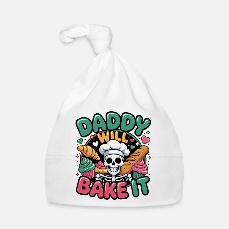Daddy Will Bake It Skull Chef Organic Baby Cap