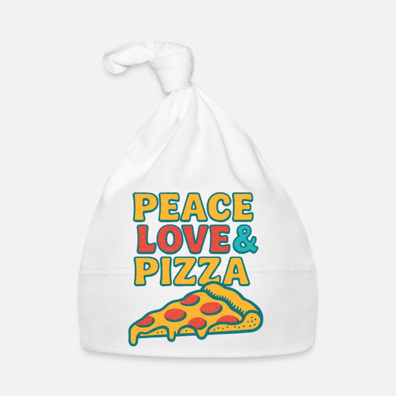 Peace Love Pizza Retro Tee Organic Baby Cap