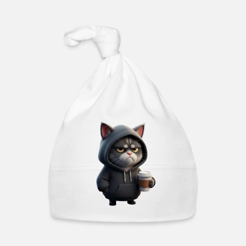 Mürrische Katze mit Coffee Cup Baby Bio-Mütze