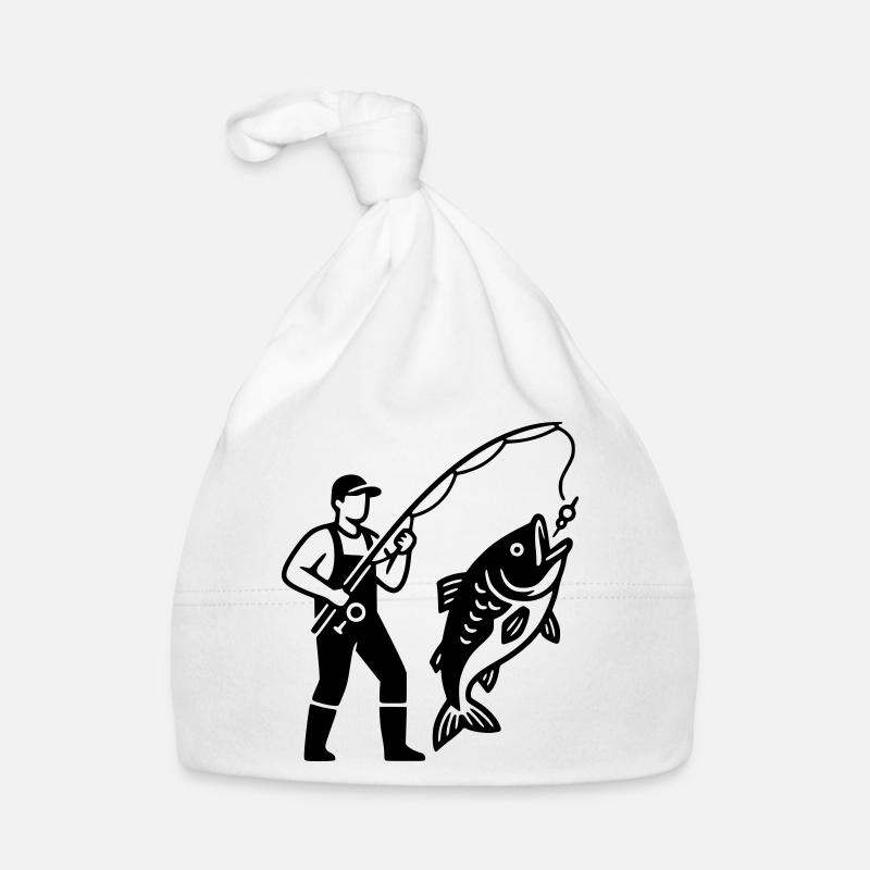 Logo du pêcheur dans un bateau Minimaliste Bonnet bio Bébé