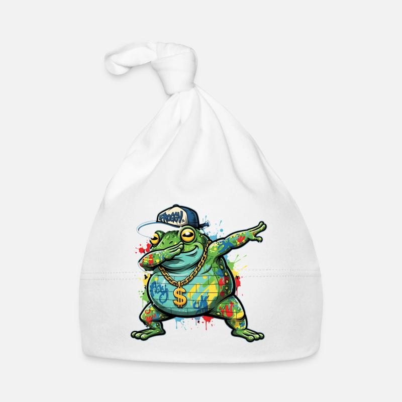 Hip-Hop Fat Frog Dab – Grenouille graffitie colorée Bonnet bio Bébé