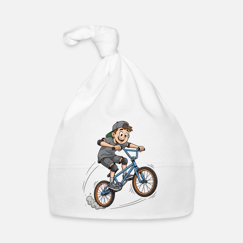 👉 Saut de garçon BMX cool – Art de style urbain Bonnet bio Bébé